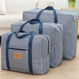 캠핑 여행 차박 숙박 기내용 스트라이프 패턴 캐리어 연결 보조 가방 보스턴백 기내 차박