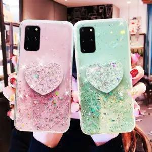 유니블링 갤럭시 S22 울트라 플러스 글리터 하트핑거톡 케이스