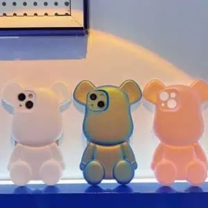 유니블링 아이폰 14 pro max 곰돌이 글리터 실리콘 케이스