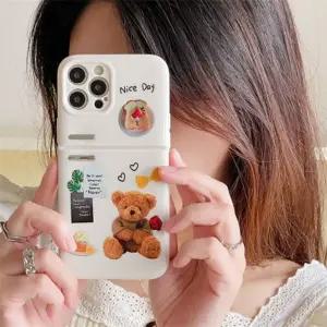 유니블링 아이폰 14 13 12 11 곰돌이 냉장고 모양 실리콘케이스