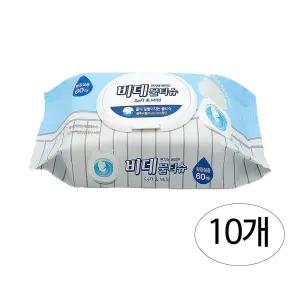 샤인 고품질 비데물티슈 캡형 60매 화장실전용 10개 1박스