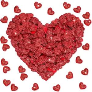 FYSUIMU 300Pcs 발렌타인데이 펠트 하트 글리터 색종이 장식 빨간색 로맨틱 미니 결혼식 어머니의 날 DIY