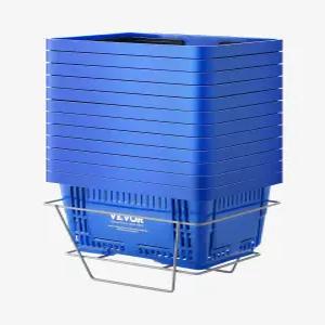 VEVOR 쇼핑 바구니 12개 42.5 x 29.5 22.5cm 내구성 있는 플라스틱 식료품 스탠드 및 손잡이 포함 24L