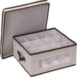 뚜껑과 손잡이가 달린 찻잔과 머그잔을 보관할 수 있는 가정 필수품 538 비전 중국 보관함 브라운 트림이