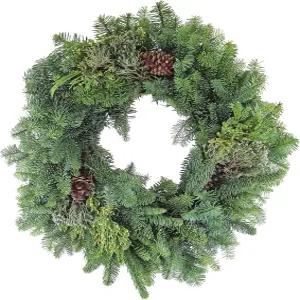 정원 요소 수제 신선한 홀리데이 장식용 에버그린 화환 u2013 솔방울 혼합 노블 그린 24