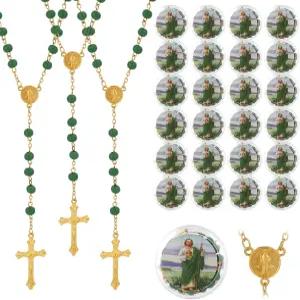 24개의 로사리오스 카톨리코 십자가 펜던트가 달린 가톨릭 묵주 목걸이 손님들을 위한 대량 세례 혜택의