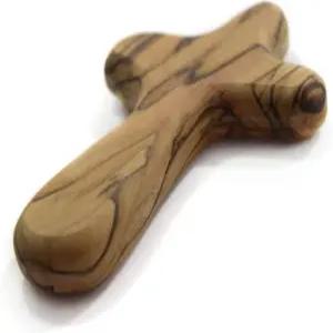 4 핸드 헬드 올리브 우드 클링 크로스 인 파우치 (인증) - 고급 기도 편안함 나무 홀딩 손에 들고 손바닥