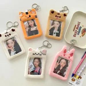 [하프클럽/]털 포카 홀더 포토 카드 키링 동물 고양이 강아지