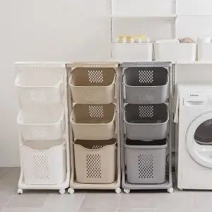 아임홈리빙 스탠다드 통기성 좋은 3단 빨래바구니