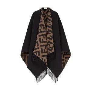 [명품] FF 울 캐시미어 리버시블 블랙브라운 여성 케이프 FXX715 AEOW F0QT1