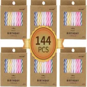 PHD 케이크 144개들이 다양한 색상의 나선형 생일 양초 케이크용 컵케이크 파티 축하