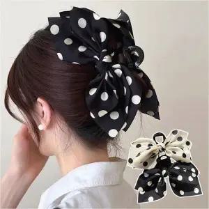 리본 집게핀 빅사이즈 도트 땡땡이 헤어포인트