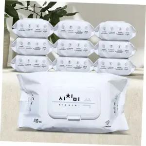 종이물티슈 물티슈 여행용 미니 아기휴대용 소형 콧물 100매 10팩