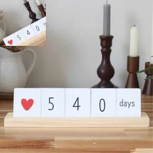 한챠 탁상형 성장달력 캘린더 나무소재 태어난날 기록보드 디데이 달력 성장달력