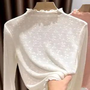 얇은목폴라 레이스 시스루 망사 가을 반목티 봄 화이트 2623 S