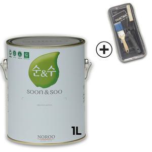 노루페인트 순앤수100 친환경 내부용 수성페인트 1L 무광 간단세트