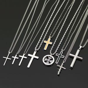 써지컬스틸 심플메탈 십자가패션 남자목걸이 롱목걸이
