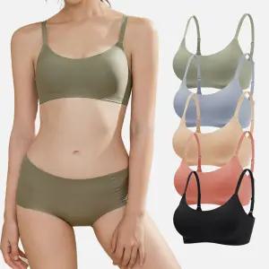 노와이어 편한 노라인 무봉제 나일론 컴포트 와이드윙 풀컵 브라 팬티 세트