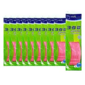 크린랩 고무장갑 천연라텍스 고무장갑 분홍 대 10개