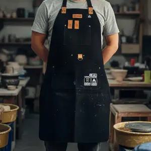 카멜로 가죽앞치마 AP-3B 블랙 소가죽 용접 공방 앞치마