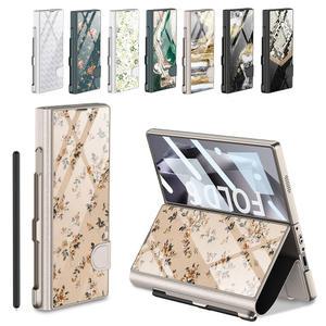 갤럭시z폴드6 감성 페인팅 강화유리 카드 수납 마그네틱 버클 펜 홀더 풀커버 지폴드 제트폴드 폴더 케이스
