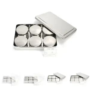 (사각케이스 원형6P) 스텐 보존식 용기 킹센스/급식보관용기/학교급식/스텐보존용기/급식보존용기/보존식기