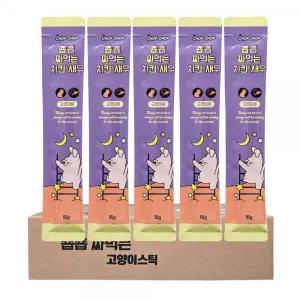 짜먹는 고양이 스틱 치킨 새우맛 15gx120개 고양이 영양 간식