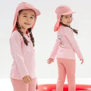 [아이스샌드](김해점)키즈 유아 여아동 래쉬가드 플랩캡 수영복세트 BR-355108