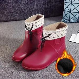 4컬러 여성 겨울 방한 털기모 탈부착 레인부츠 (WFHZWUU)