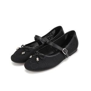 [본사운영]바바라 엠블럼 구슬 리본 여성플랫 1cm_BBI155