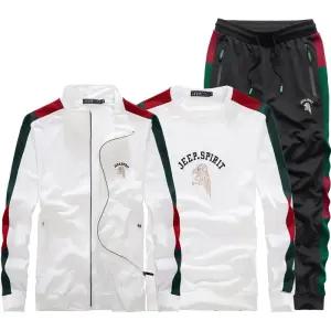 JEEP SPIRIT 남성 트레이닝 3피스 세트 가을 지퍼 빅사이즈 캐주얼 세트
