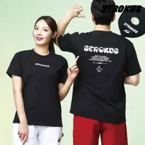 스트로커스 티셔츠 STRT-2538 블랙 남녀공용 오버핏 반팔 배드민턴 상의 오남스포츠