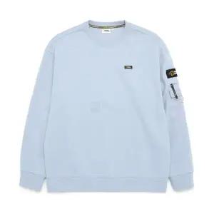 [내셔널지오그래픽] N231MSW070 세미 오버핏 소매 포켓 맨투맨 티셔츠 STORM BLUE