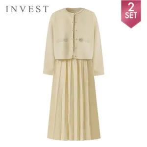 [인베스트] 진주라인가디건플리츠니트원피스세트_INI5S1OP3391
