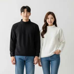 시크벤 남녀 양면 기모 반폴라 터틀넥 긴팔 티셔츠 남자 여성 겨울 따뜻한 목폴라 무지 이너 폴라티 모크넥 목티 MY16