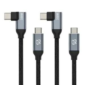 언박싱 렉토 패브릭 90도 L자형 C to C PD 100W E-Marker칩 초고속충전케이블, 블랙 [2개입]