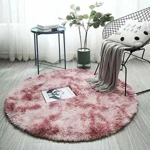 원형 극세사 장모 러그 160cm 빈티지 물세탁 바닥