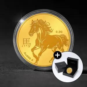 골드팡 24k 행운의 붉은말 순금코인 0.2g + 프리미엄 가죽패키지