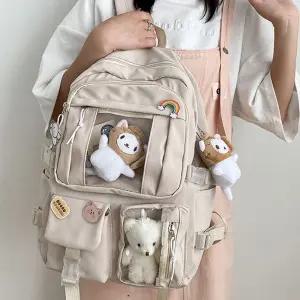 경량 책가방 초등 성인 공용 가벼운 백팩 학원 소풍 여행용 투명포켓 파스텔 4컬러