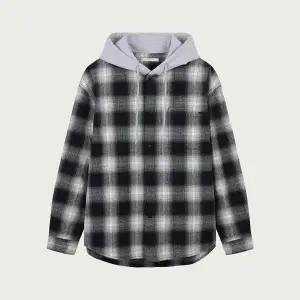 [행텐] HC04 코튼 오버핏 후드 체크 코튼 오버핏 원 포켓 후드 체크 셔츠_블랙 105 (S44495728)