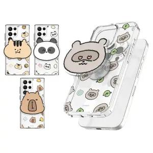 갤럭시 S21 S22 S23 S24 S25 노트 작은 친구들 판다 너구리 그립 톡홀더 투명 젤하드 케이스