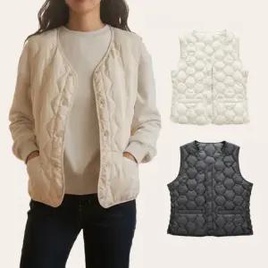 셔링 패딩조끼 점퍼 경량 이너 겨울 패션 여성 얇은 방한 퀼팅 따뜻한 보온 슬림 깔깔이