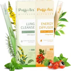 퍼프어 포커스 에너지 듀오 허브 디퓨저 펜 세트 멀린과 카페인에서 영감을 받은 블렌드 그린 오렌지 2