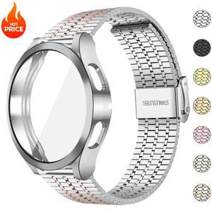 삼성 호환 갤럭시 호환 워치 7 6 5 4 40mm 5pro 밴드+케이스 TPU 범퍼 스테인리스 스틸 스트랩 보호기 케이