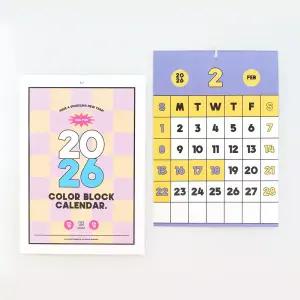 모모팝 2026년 달력 심플 탁상 벽걸이 컬러 블록(A3), 1개
