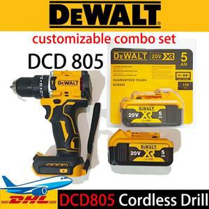 디월트 해머 드릴, DCD805 무선 20V 5.0AH 충전식 배터리 포함, 전동 공구, 드라이버 키트