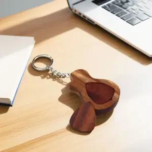 기타피크 기타 피크 키링 나무 케이스 밴드부 선물 키홀더 열쇠