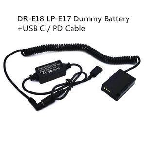 LP-E17 더미 배터리 DR-E18 DC 커플러 + 보조베터리 USB-C PD 케이블 EOS 반란군 77D RP SL2 750D 800D T6i