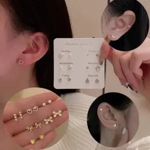 데일리 귀걸이 진주 스터드 큐빅 925은침 요일 세트 심플 베이직 귀걸이