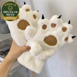 여성용 겨울 따뜻한 장갑 곰 손바닥 발바닥 동물 플러시 클로 장갑 발바닥 코스튬 코스프레 귀여운 만화 곰